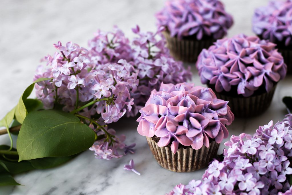 DIY Buttercream Hydrangeas Cupcakes with Lilac