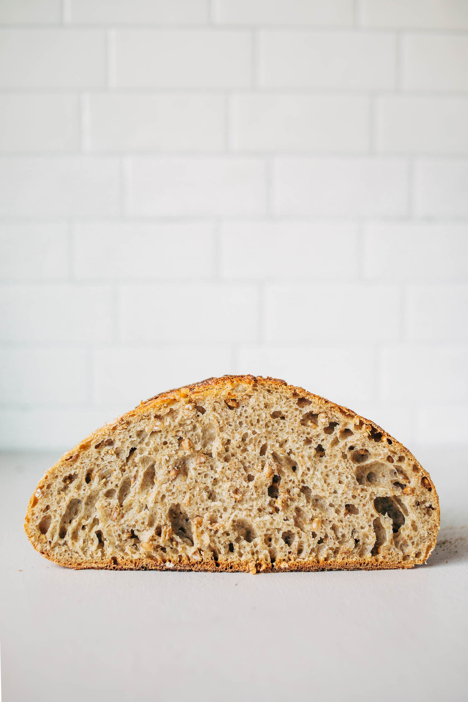 Cross section of bread to show interior crumb.