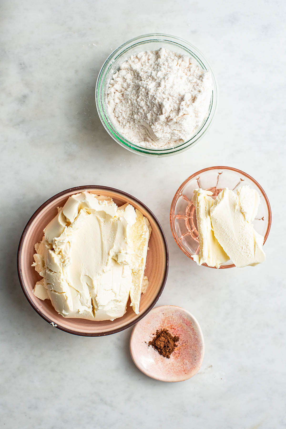 Cream cheese frosting ingredients.