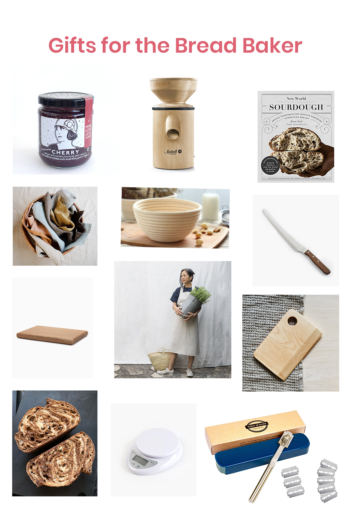 An image set showing the gift ideas for bread bakers.
