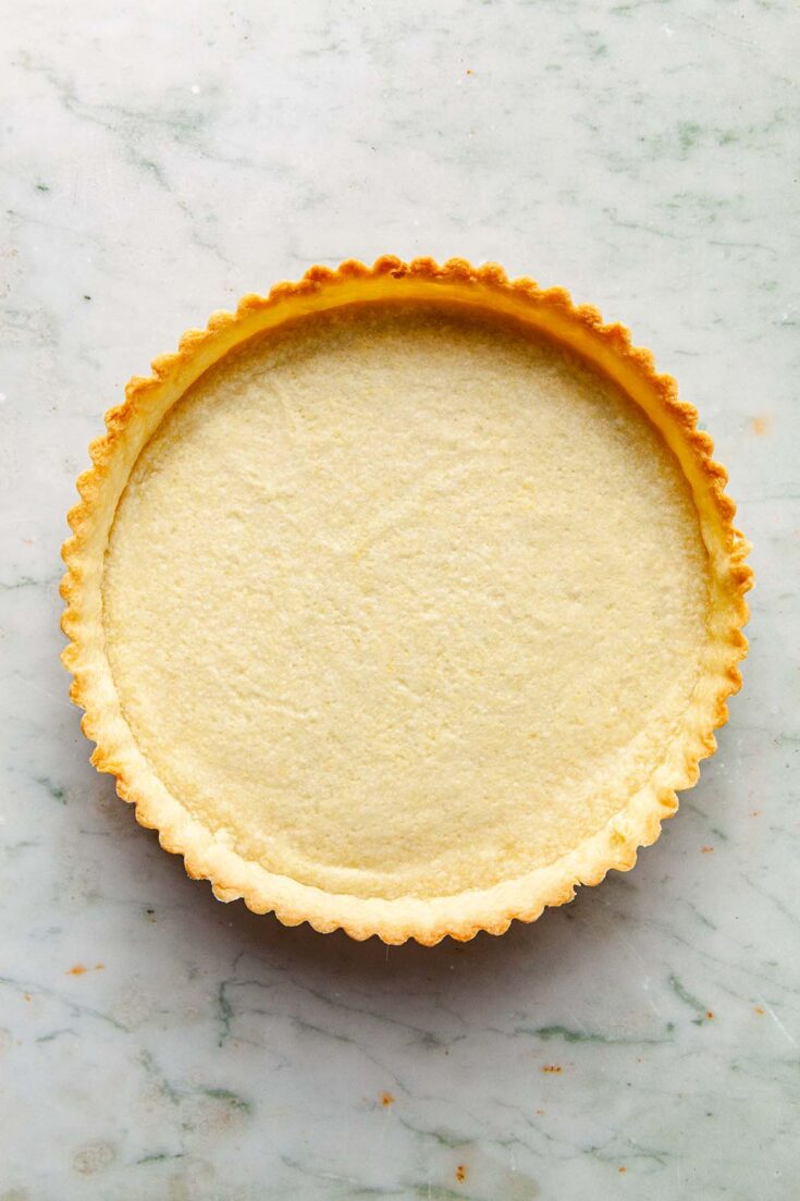 Shortcrust pastry after pre-baking.