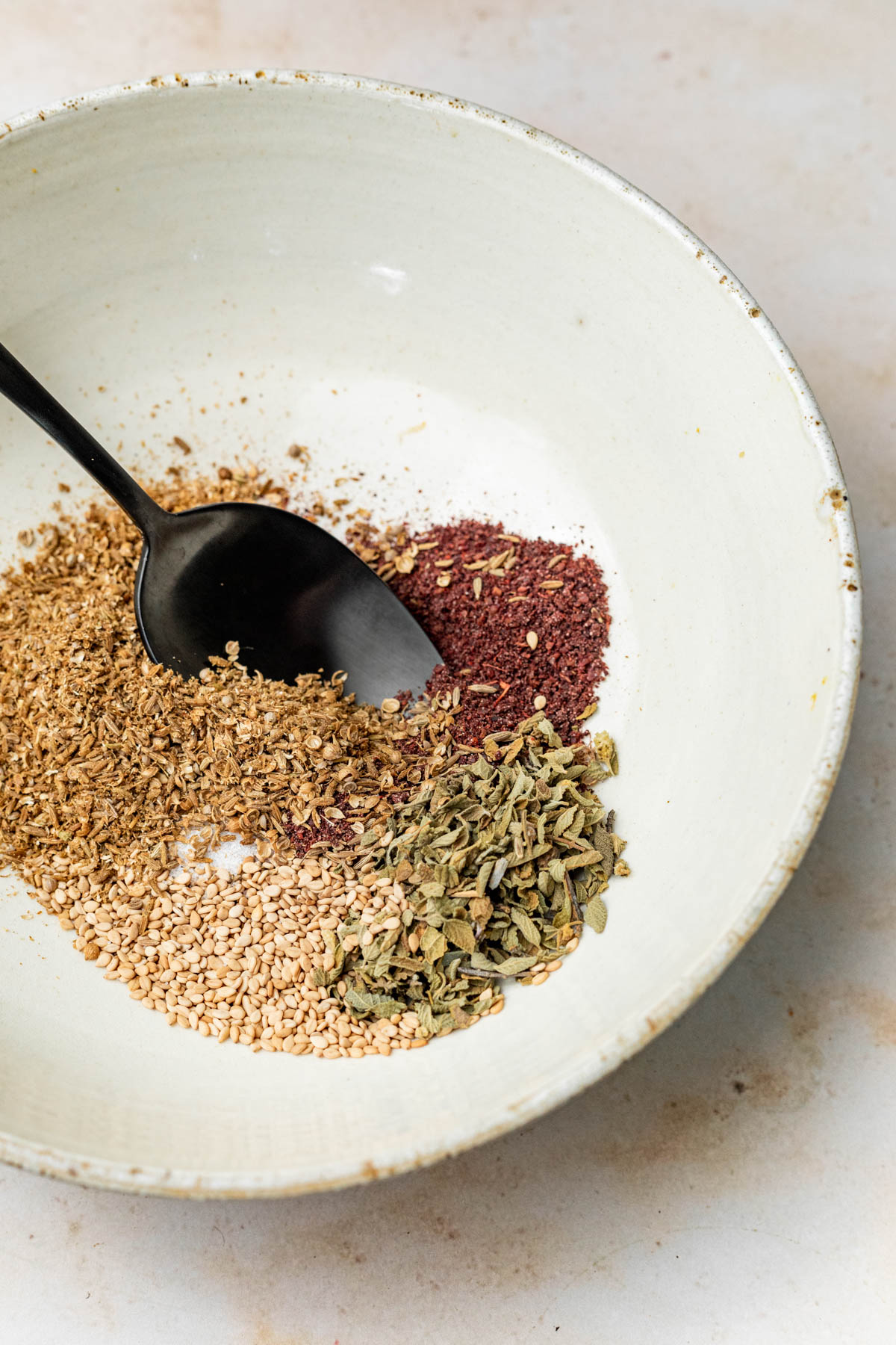 Spices mixed in a small bowl.