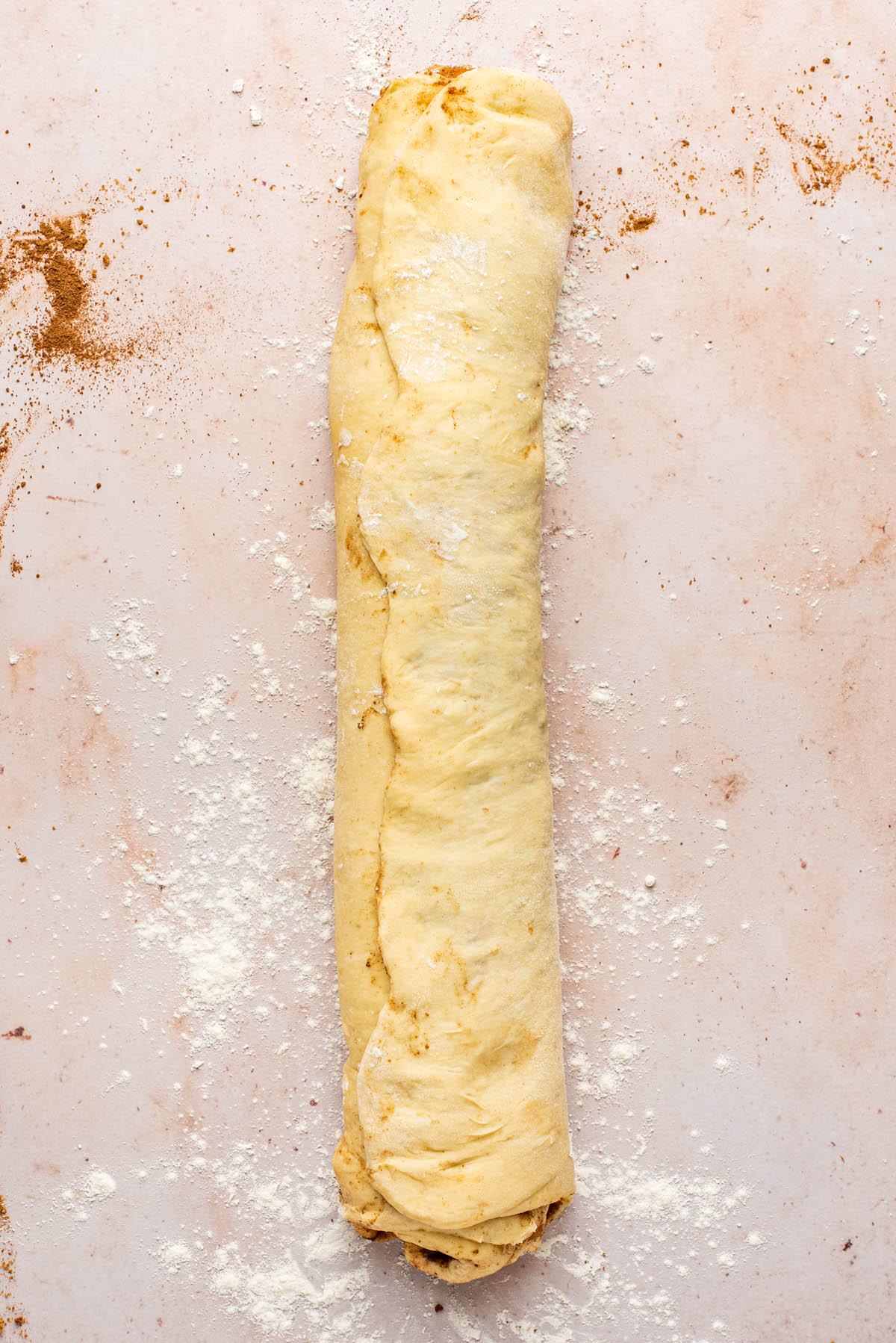Log of dough, seam side up.