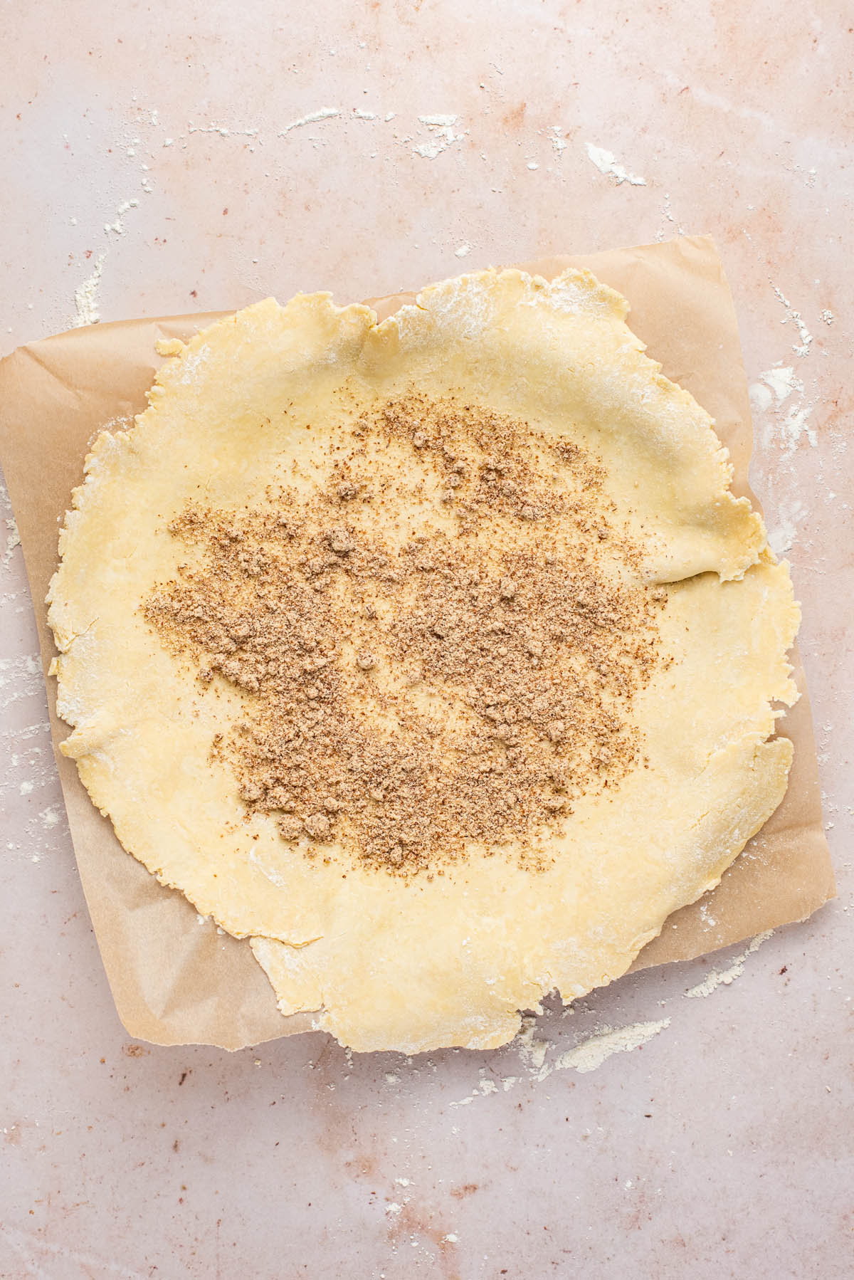 Almond meal added to the base of the pastry.