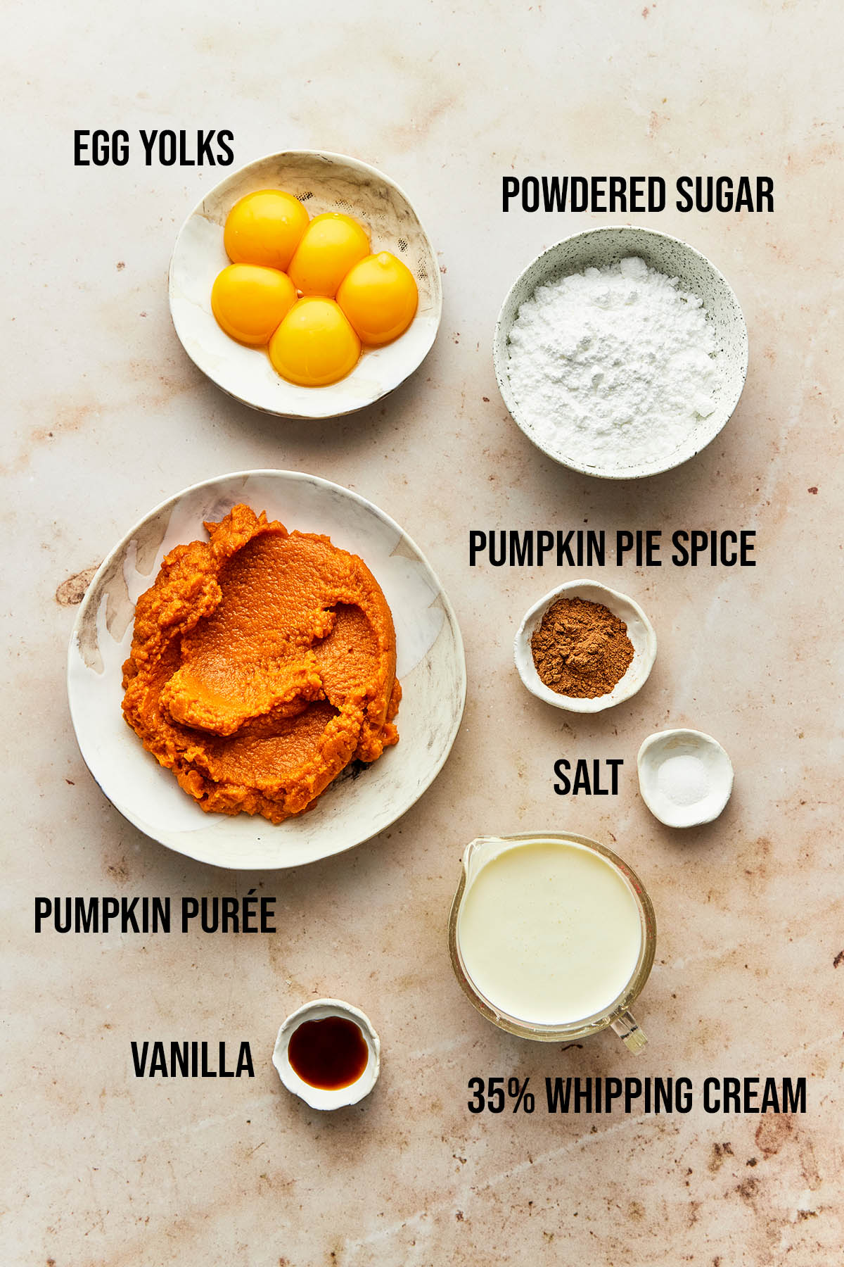 Ingredients to make pumpkin mousse.