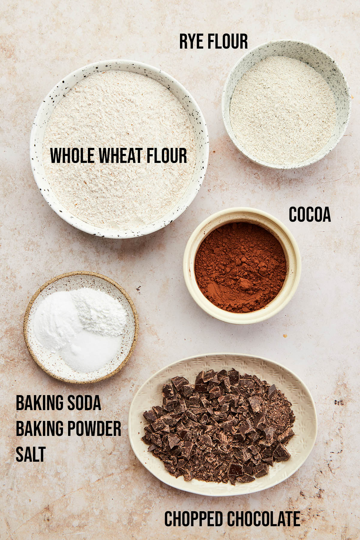 Dry ingredients to make a cake.