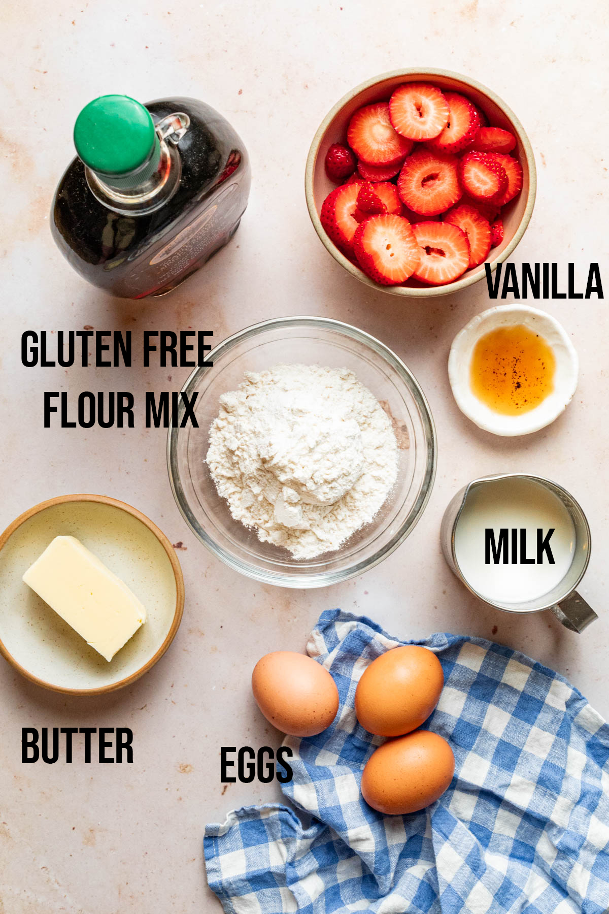 Ingredients to make a gluten-free Dutch Baby.