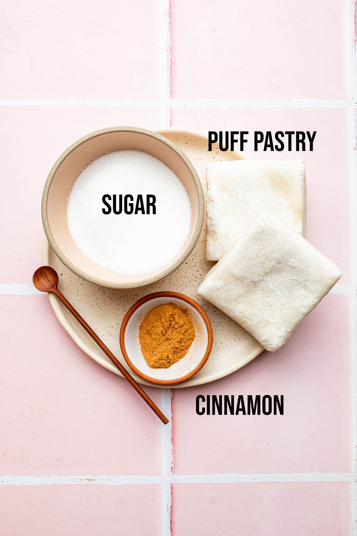 Puff pastry cinnamon twist ingredients.