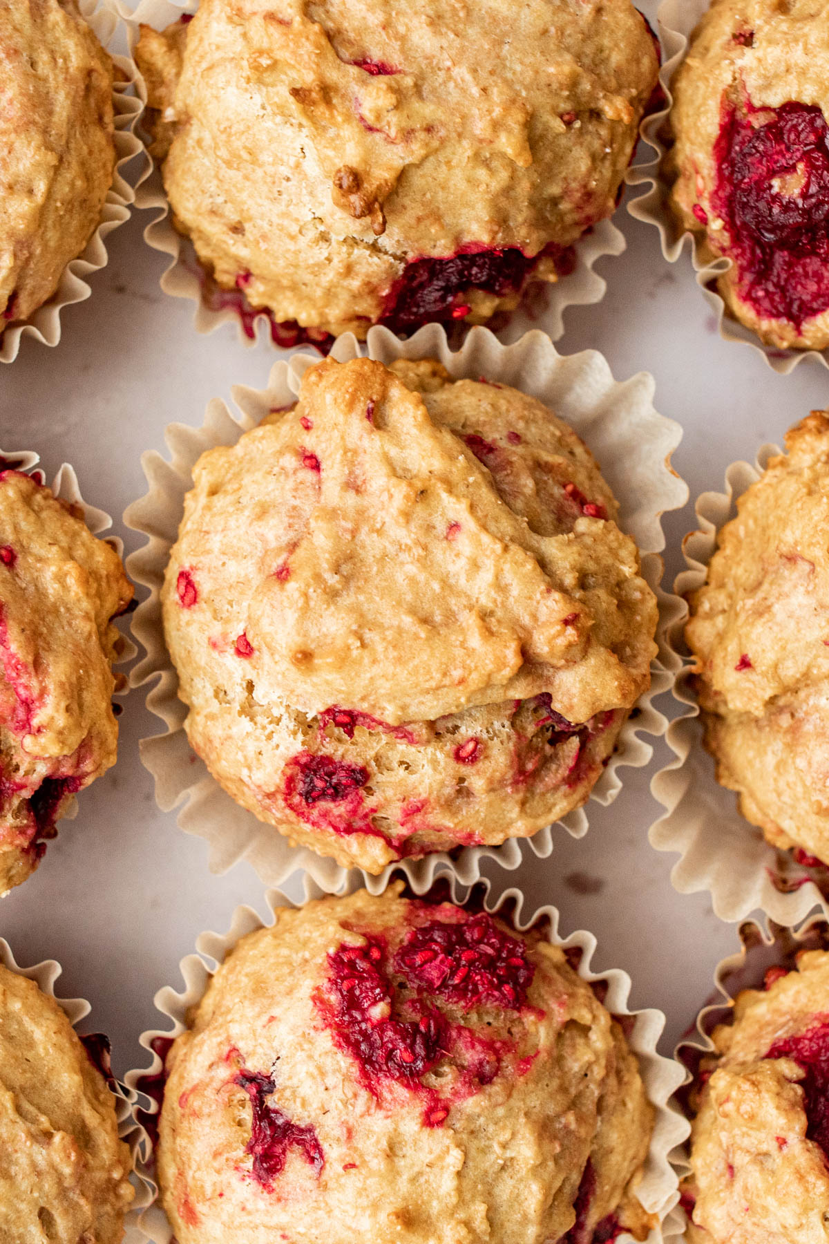 Close up of raspberry muffins.
